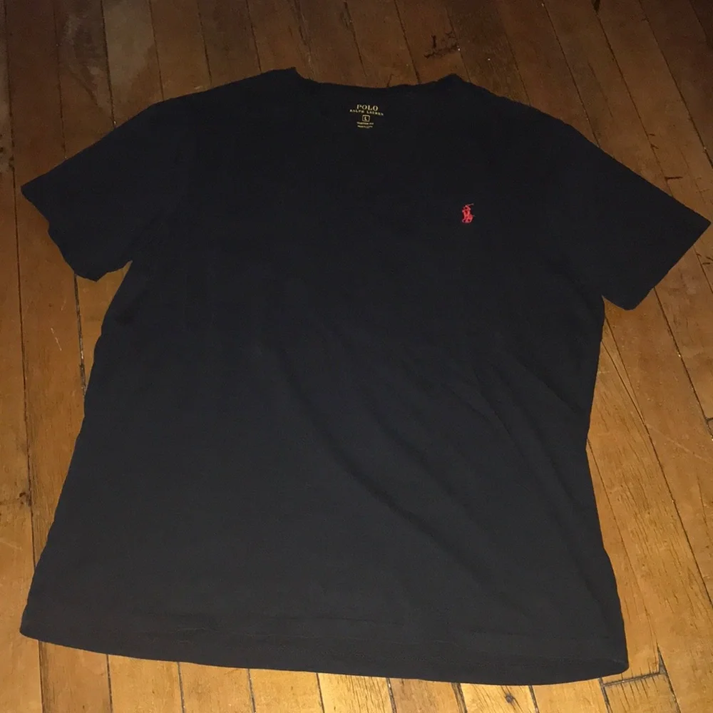 Polo by Ralph Lauren Men's Navy Crew Neck T‑Shirt with Red Pony Logo